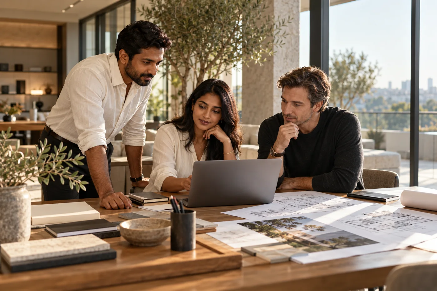 Technology consultants collaborating on a business solution